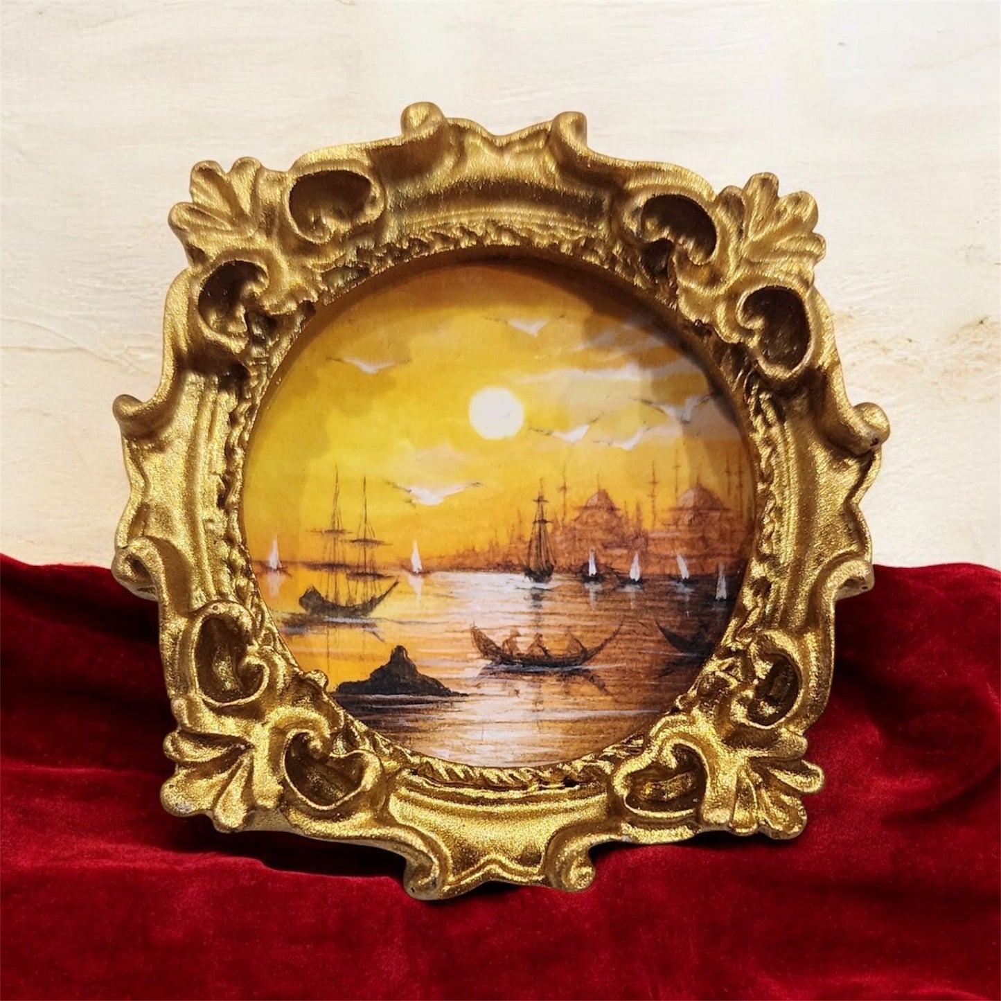 “Golden Bosphorus Sunset” – Miniature Framed Artwork by Hasan Kale