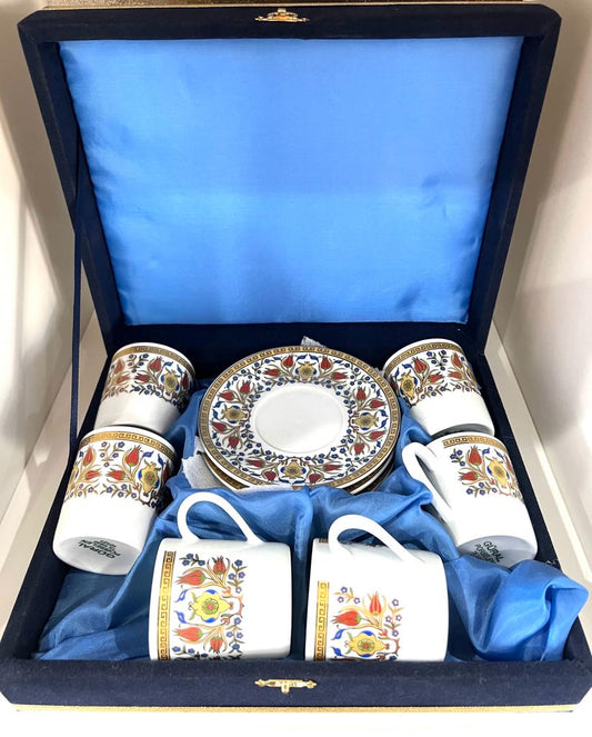 Hand Painted Turkish Coffee Set for 6